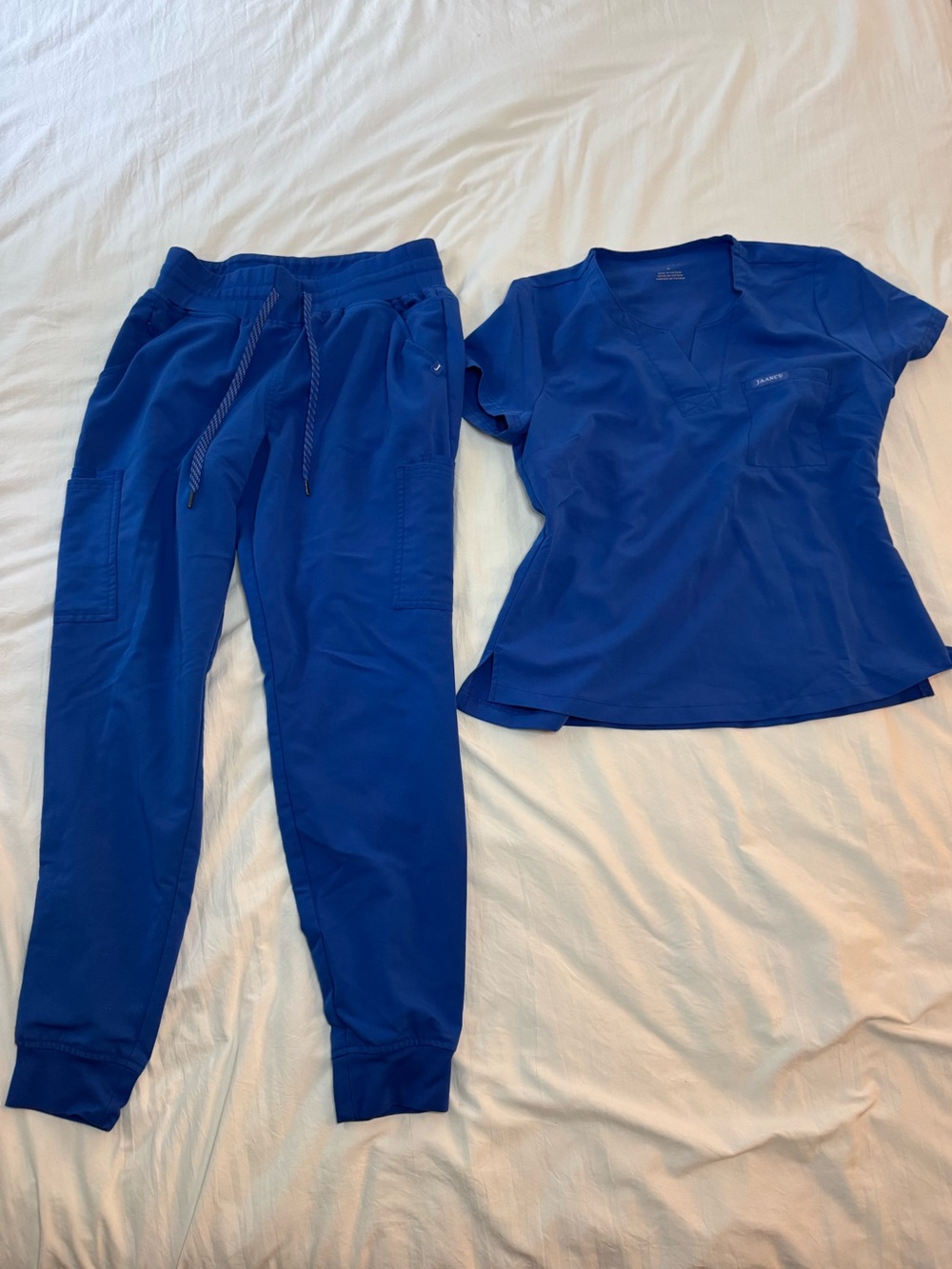 Jaanuu Royal Blue Women's Scrub Top and Jogger Pants Set